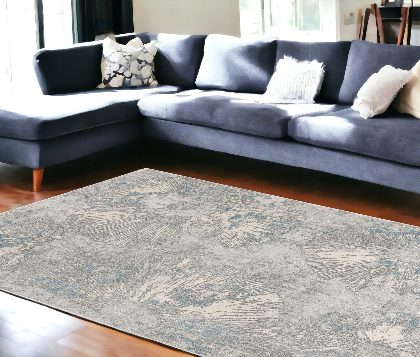 3' X 5' Blue Abstract Dhurrie Area Rug