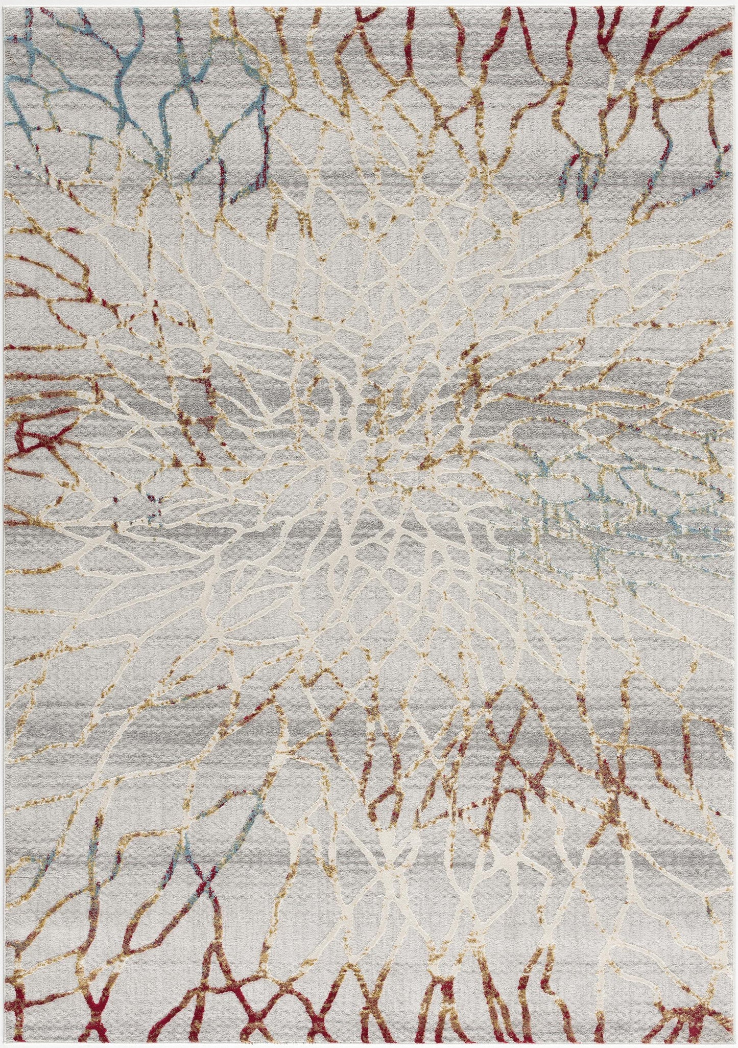 3' X 5' Gold And Ivory Abstract Branches Area Rug