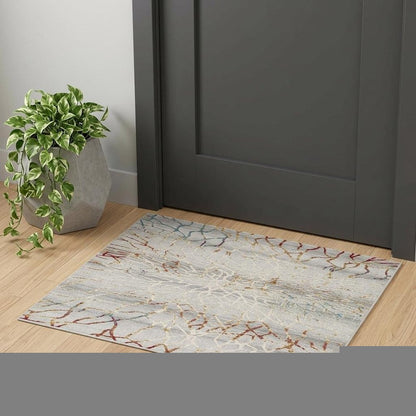 3' X 5' Gold And Ivory Abstract Branches Area Rug