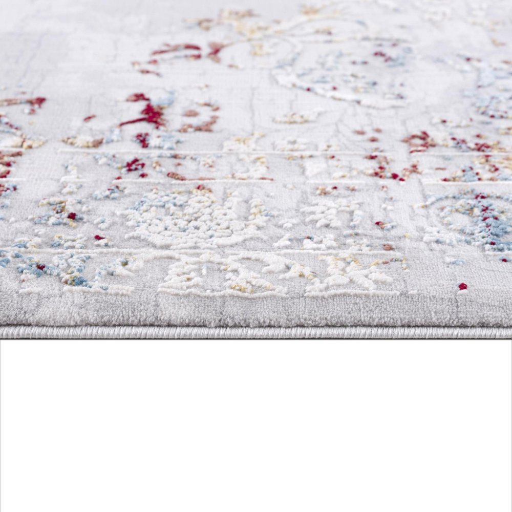 4' X 6' Gray And Beige Distressed Ornate Area Rug