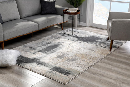 5' X 7' Gray And Ivory Abstract Dhurrie Area Rug