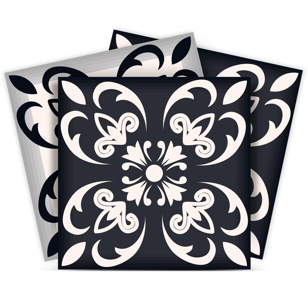 7" x 7" Black And White Peel And Stick Removable Tiles