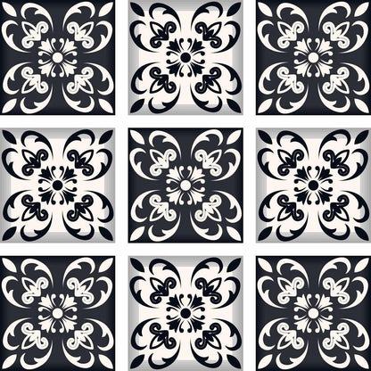 7" x 7" Black And White Peel And Stick Removable Tiles