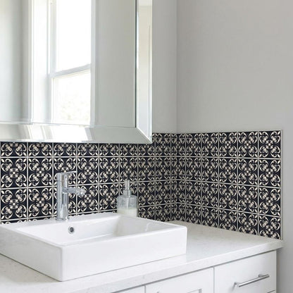 7" x 7" Black And White Peel And Stick Removable Tiles