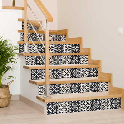 7" x 7" Black And White Peel And Stick Removable Tiles