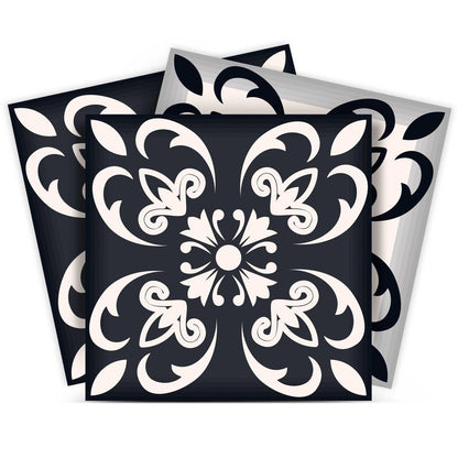 7" x 7" Black And White Peel And Stick Removable Tiles