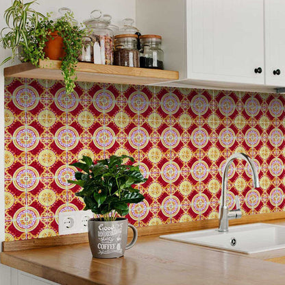 7" X 7" Golden Ruby Removable  Peel And Stick Tiles