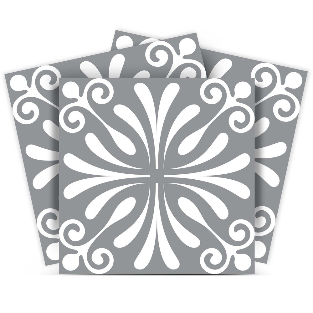 8" x 8" Gray And White Vinyl Peel And Stick Removable Tiles