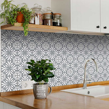 8" X 8" Gray And White Spire Peel And Stick Removable Tiles