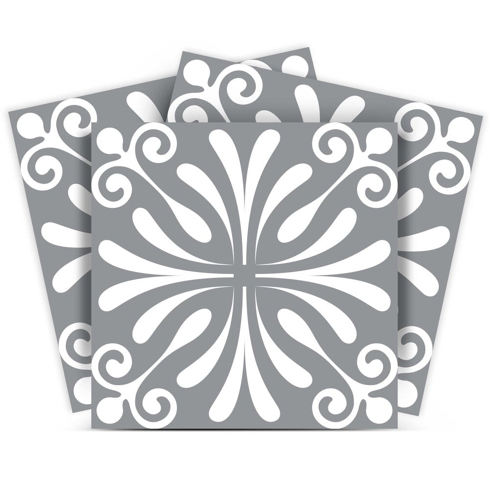 8" x 8" Gray And White Vinyl Peel And Stick Removable Tiles