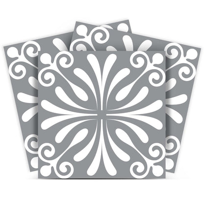 8" x 8" Gray And White Vinyl Peel And Stick Removable Tiles