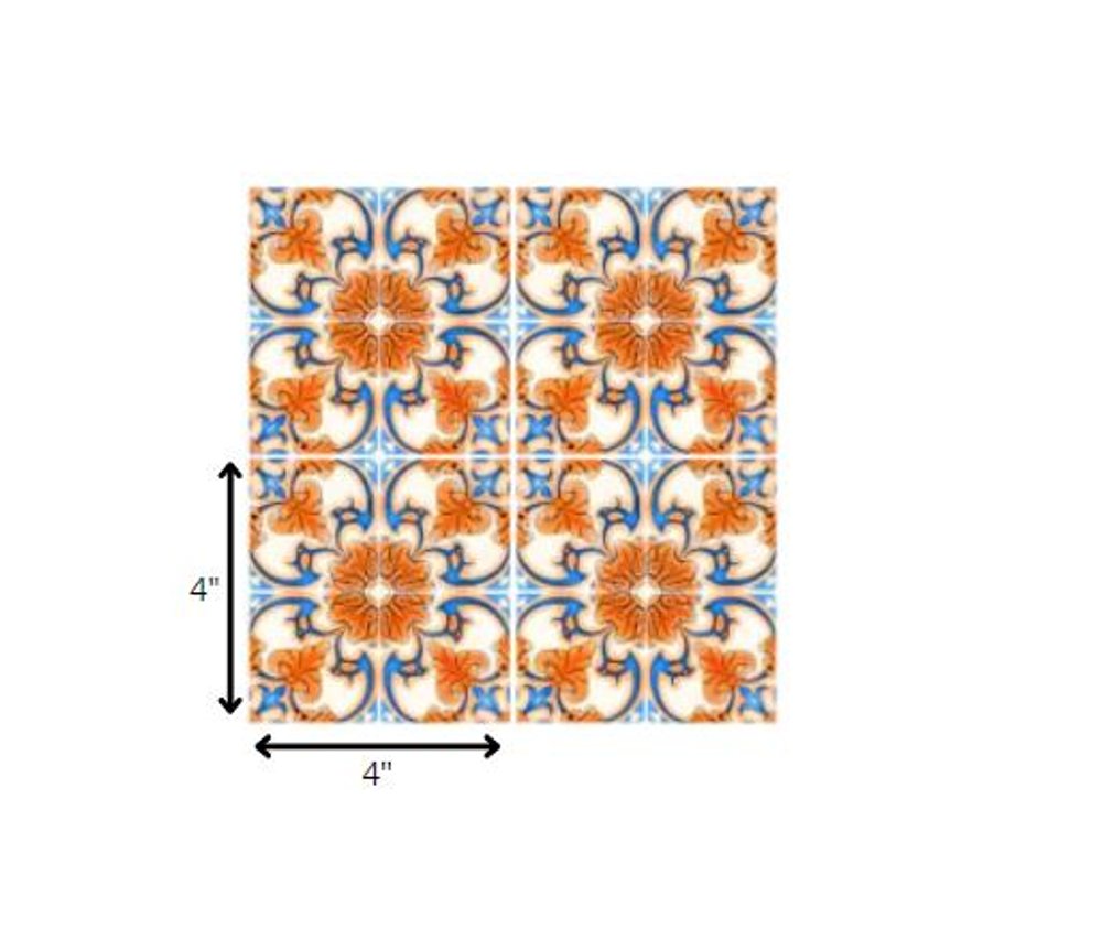 7" x 7" Blue And Orange Peel And Stick Removable Tiles