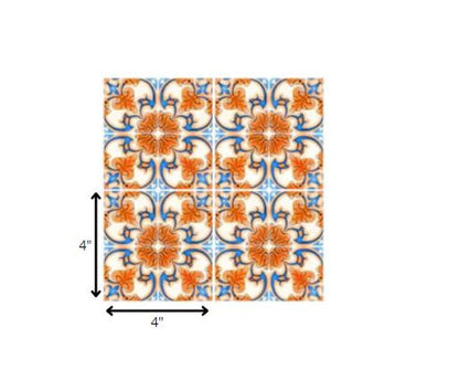 7" x 7" Blue And Orange Peel And Stick Removable Tiles