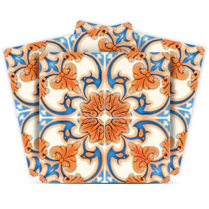 7" x 7" Blue And Orange Peel And Stick Removable Tiles