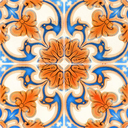 7" x 7" Blue And Orange Peel And Stick Removable Tiles