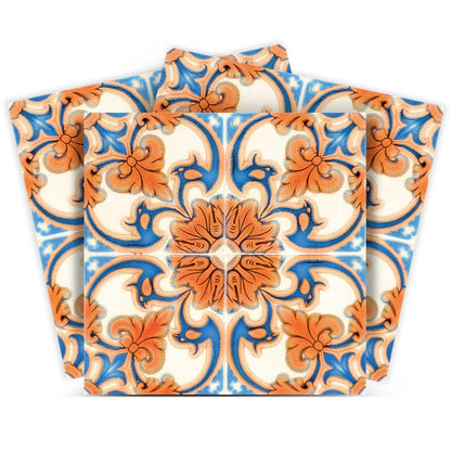 7" x 7" Blue And Orange Peel And Stick Removable Tiles
