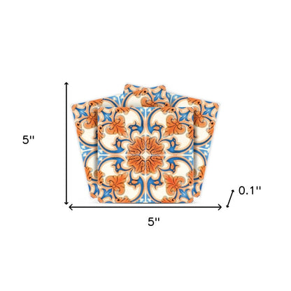 7" x 7" Blue And Orange Peel And Stick Removable Tiles
