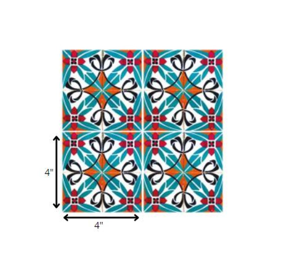 7" x 7" Blue And White Peel And Stick Removable Tiles