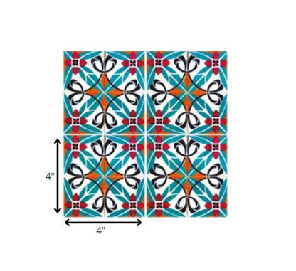 7" x 7" Blue And White Peel And Stick Removable Tiles