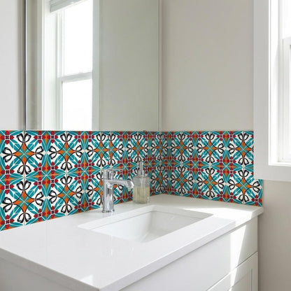 7" x 7" Blue And White Peel And Stick Removable Tiles