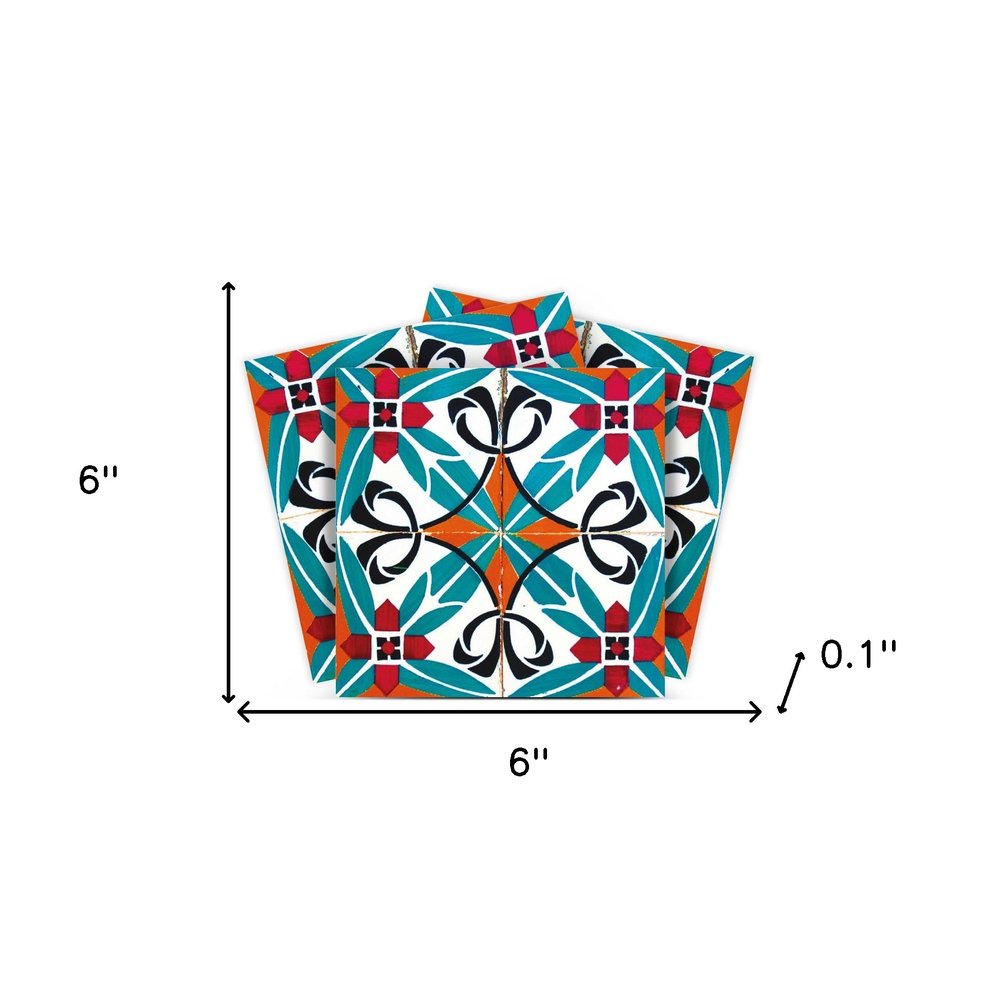7" x 7" Blue And White Peel And Stick Removable Tiles