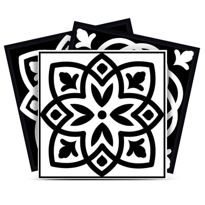 8" x 8" Black And White Vinyl Peel And Stick Removable Tiles