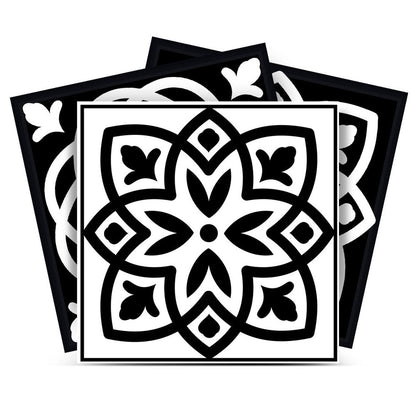 8" x 8" Black And White Vinyl Peel And Stick Removable Tiles