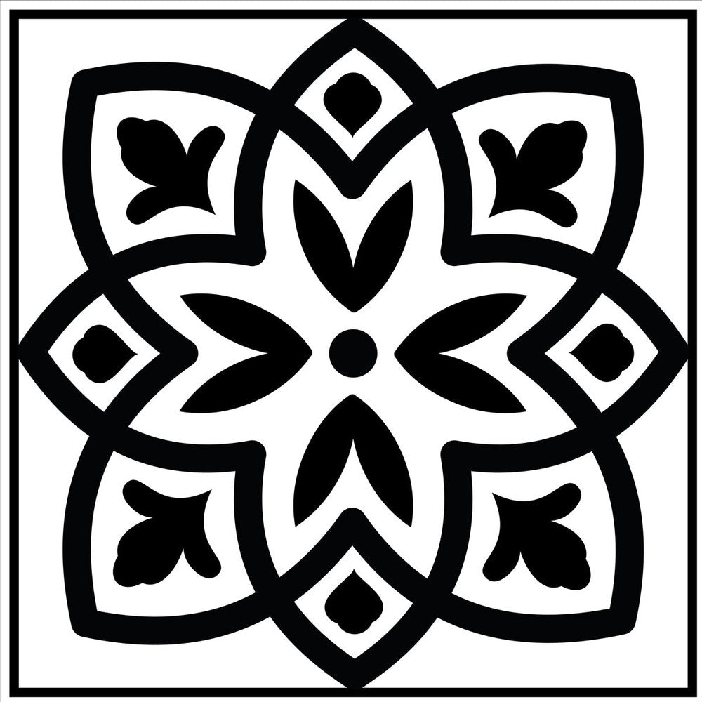 8" x 8" Black And White Vinyl Peel And Stick Removable Tiles