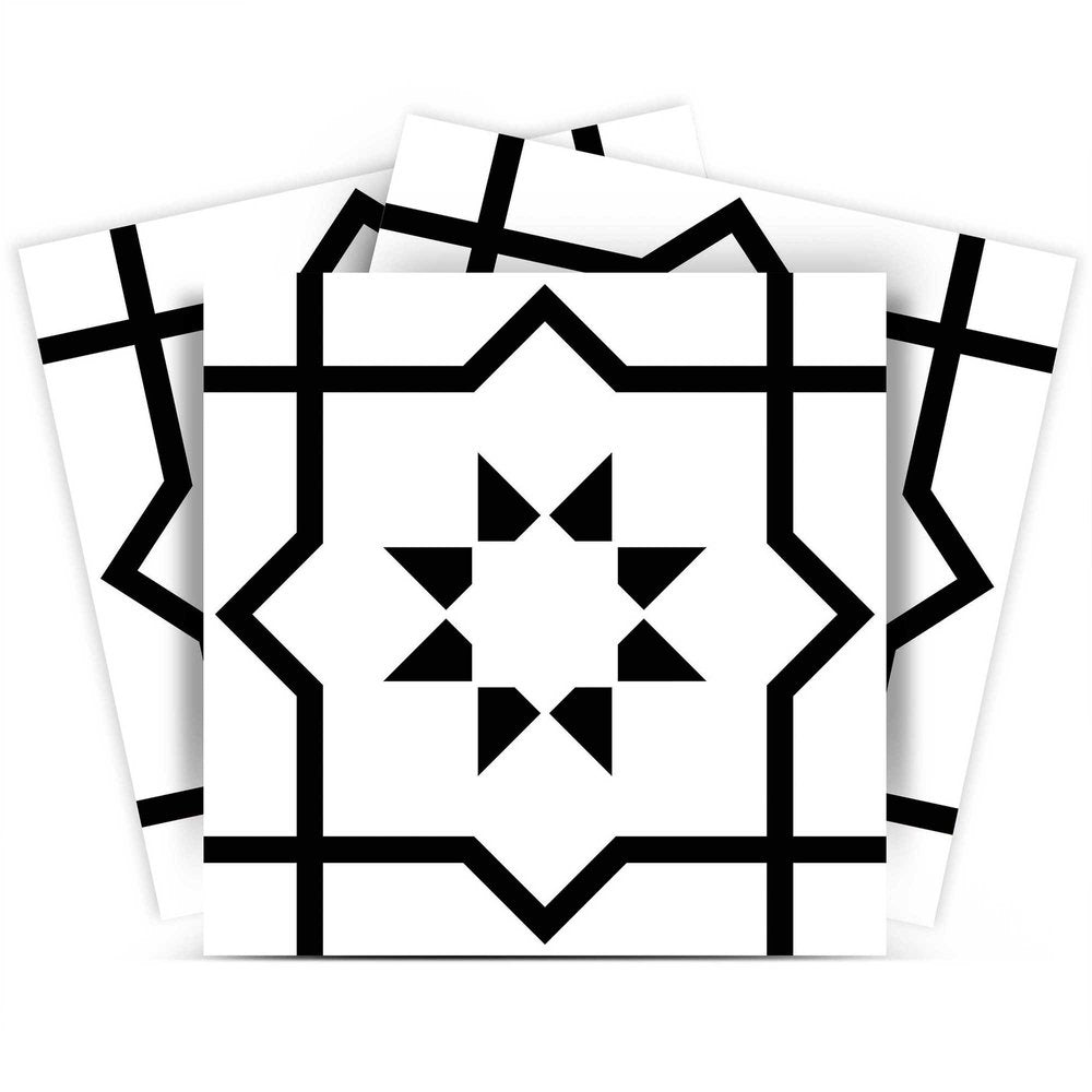 8" x 8" Black And White Peel And Stick Removable Tiles