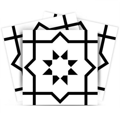 8" x 8" Black And White Peel And Stick Removable Tiles