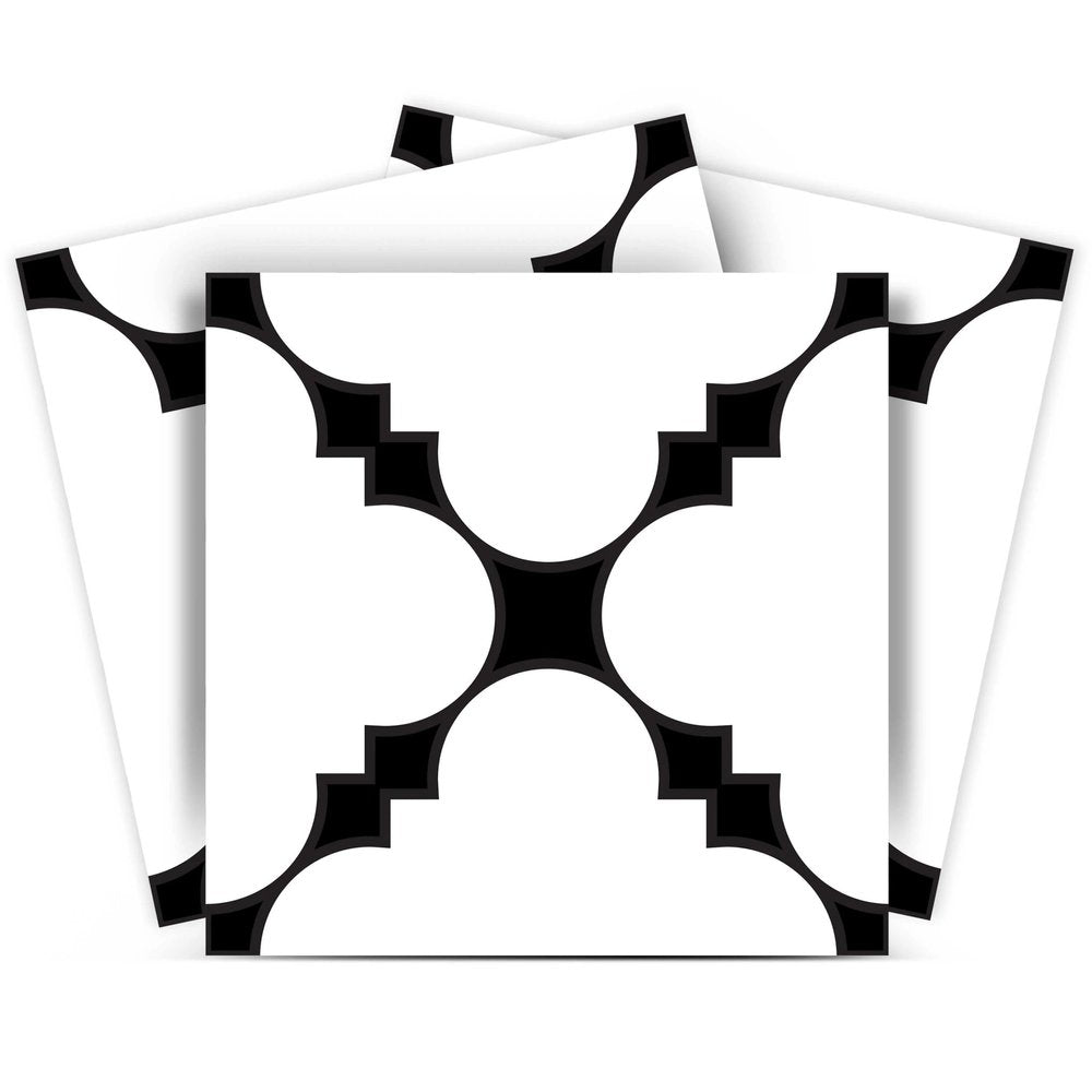 7" x 7" Black And White Peel And Stick Removable Tiles