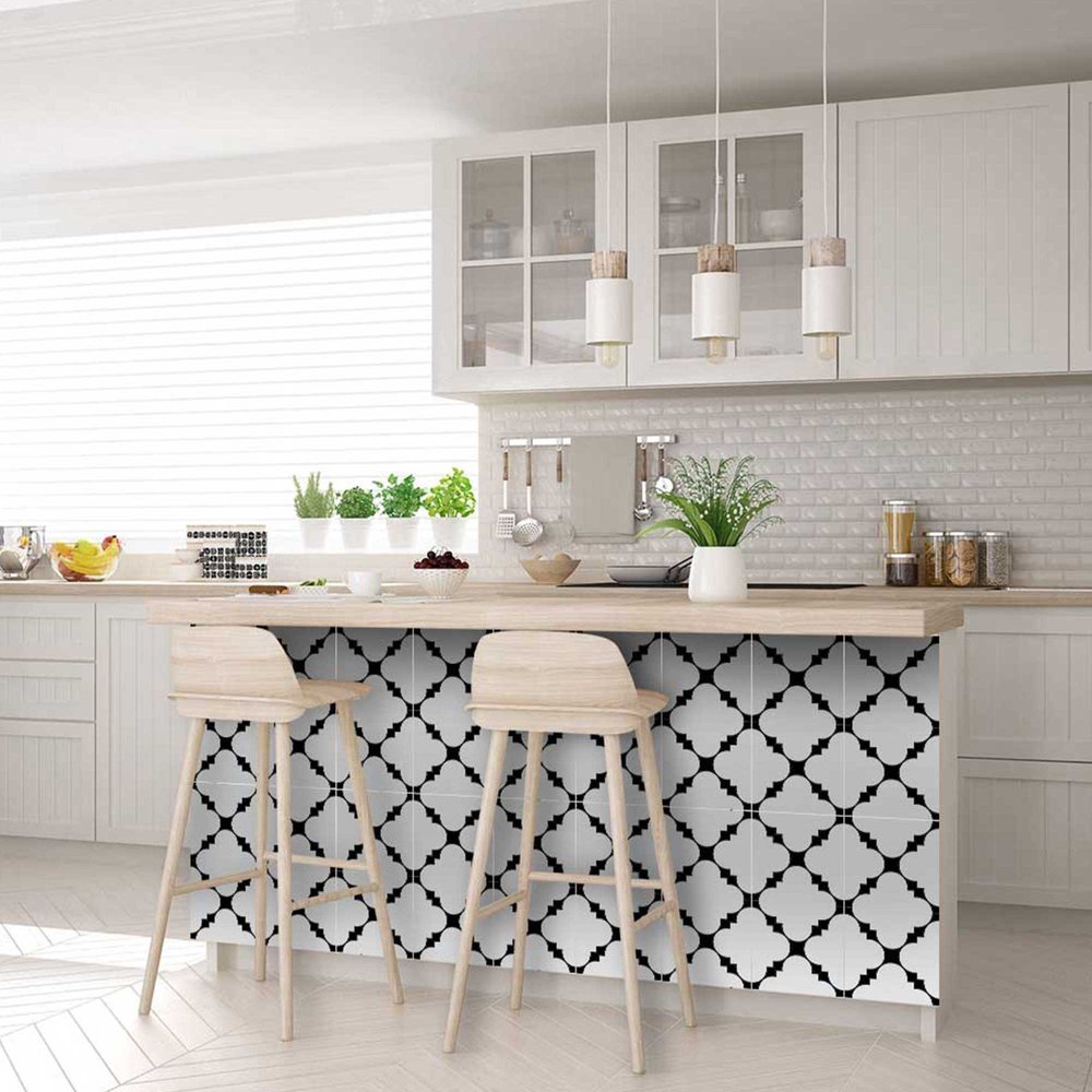 6" X 6" Black And White Tri Peel And Stick Tiles