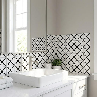 7" x 7" Black And White Peel And Stick Removable Tiles