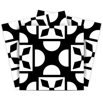 8" x 8" Black And White Vinyl Peel And Stick Removable Tiles