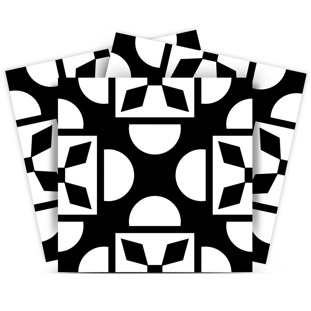 8" x 8" Black And White Vinyl Peel And Stick Removable Tiles