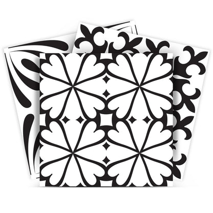 8" X 8" Black And White Mash Peel And Stick Removable Tiles