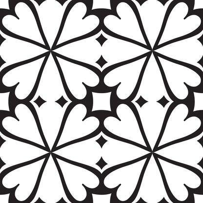 8" X 8" Black And White Mash Peel And Stick Removable Tiles