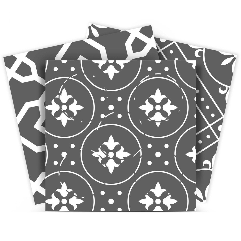8" x 8" Gray And White Vinyl Peel And Stick Removable Tiles