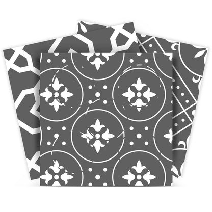 8" x 8" Gray And White Vinyl Peel And Stick Removable Tiles