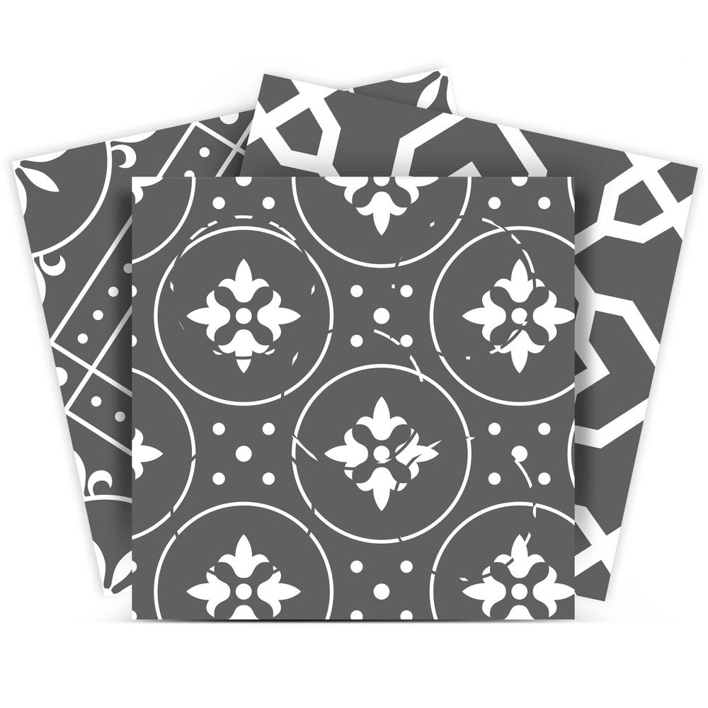 8" x 8" Gray And White Vinyl Peel And Stick Removable Tiles
