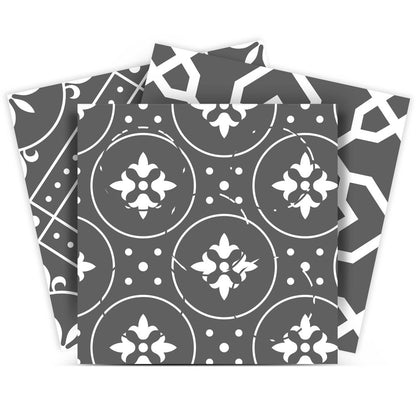 8" x 8" Gray And White Vinyl Peel And Stick Removable Tiles