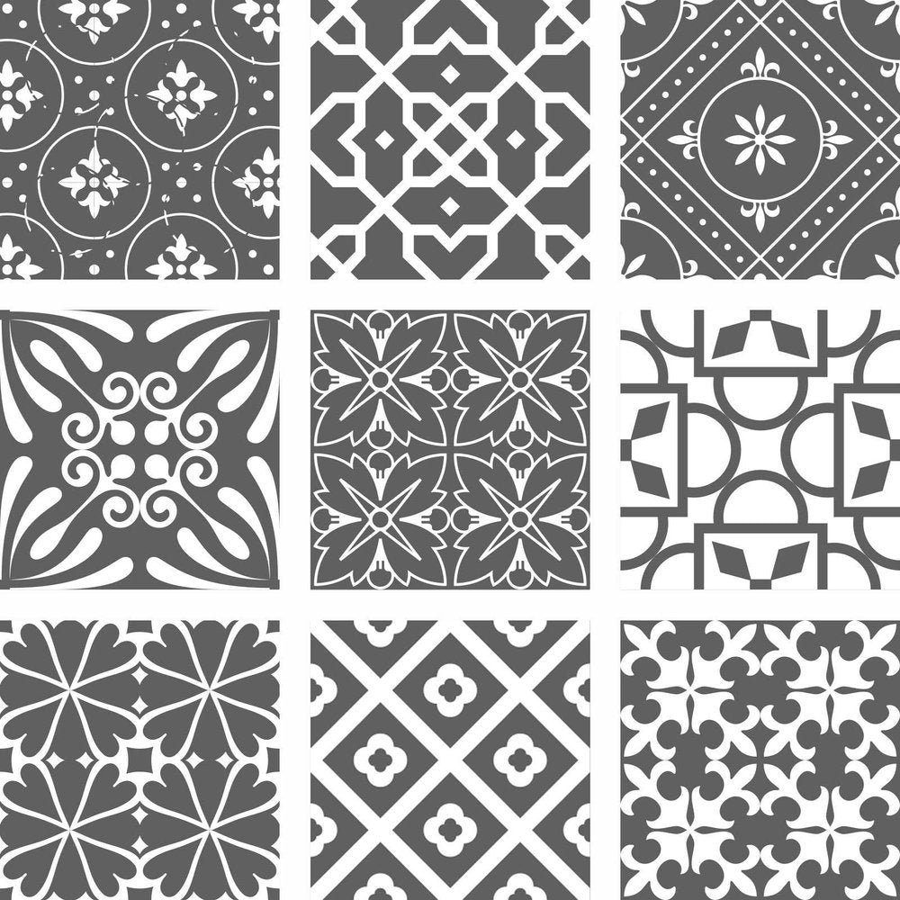 8" x 8" Gray And White Vinyl Peel And Stick Removable Tiles