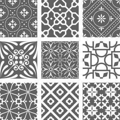 8" x 8" Gray And White Vinyl Peel And Stick Removable Tiles