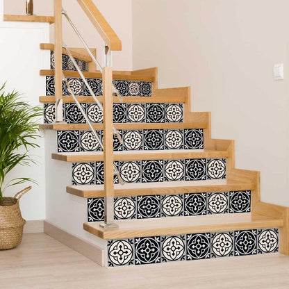 8" x 8" Black And White Vinyl Peel And Stick Removable Tiles