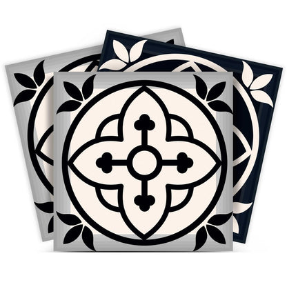 8" x 8" Black And White Vinyl Peel And Stick Removable Tiles