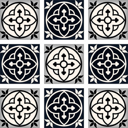 8" x 8" Black And White Vinyl Peel And Stick Removable Tiles