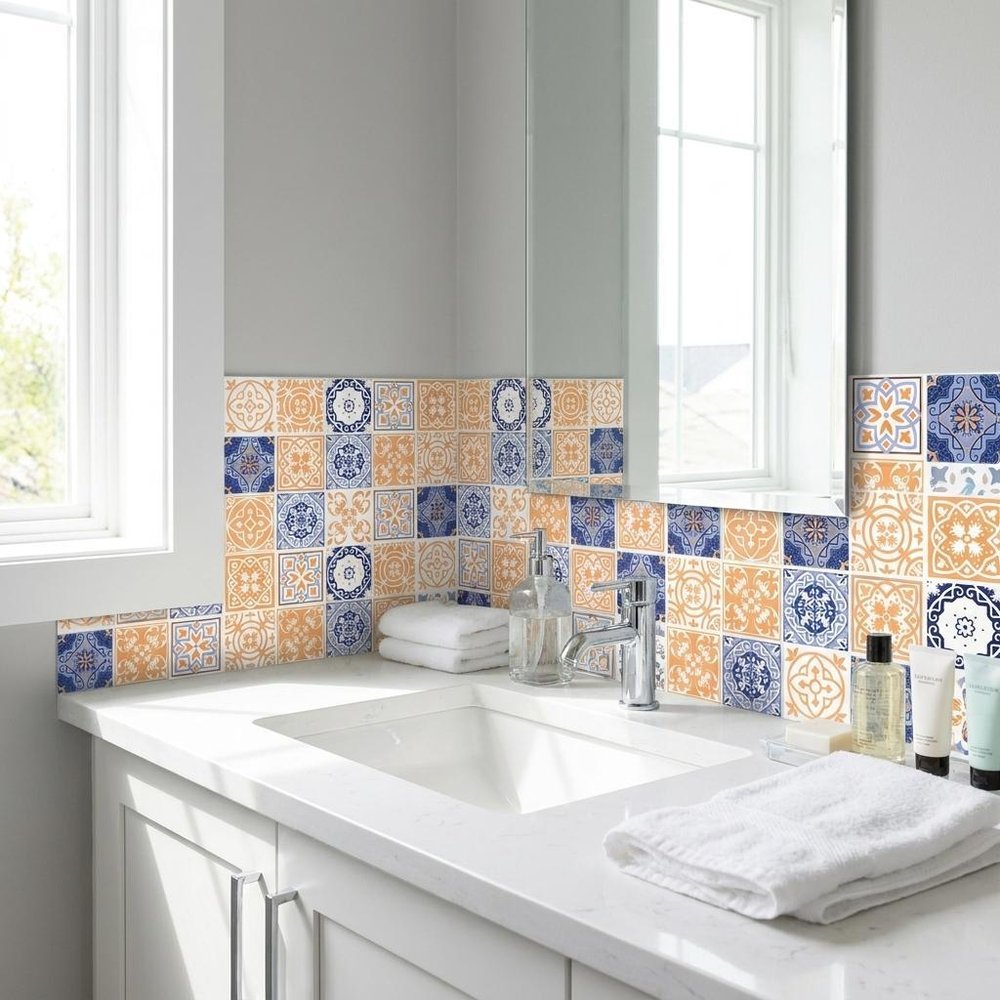 7" x 7" Yellow And White Peel And Stick Removable Tiles