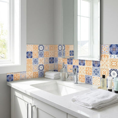 7" x 7" Yellow And White Peel And Stick Removable Tiles