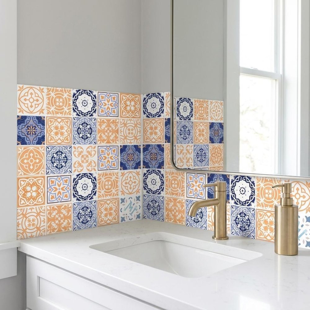 7" x 7" Yellow And White Peel And Stick Removable Tiles