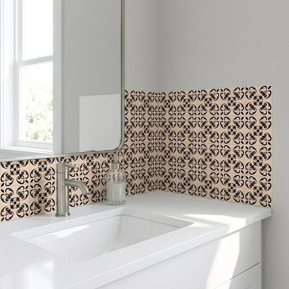 7" x 7" Cream Peel And Stick Removable Tiles